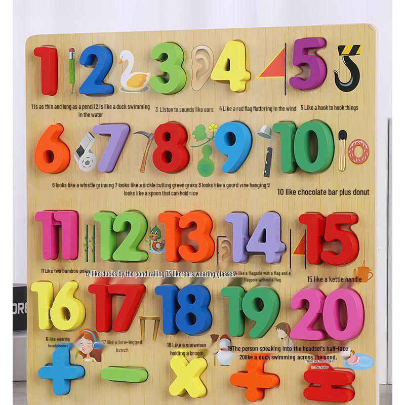 Building Blocks Puzzle for Number & Letter Recognition, Educational Toys, Hand-Grip Board for Children 2 Years and Up.