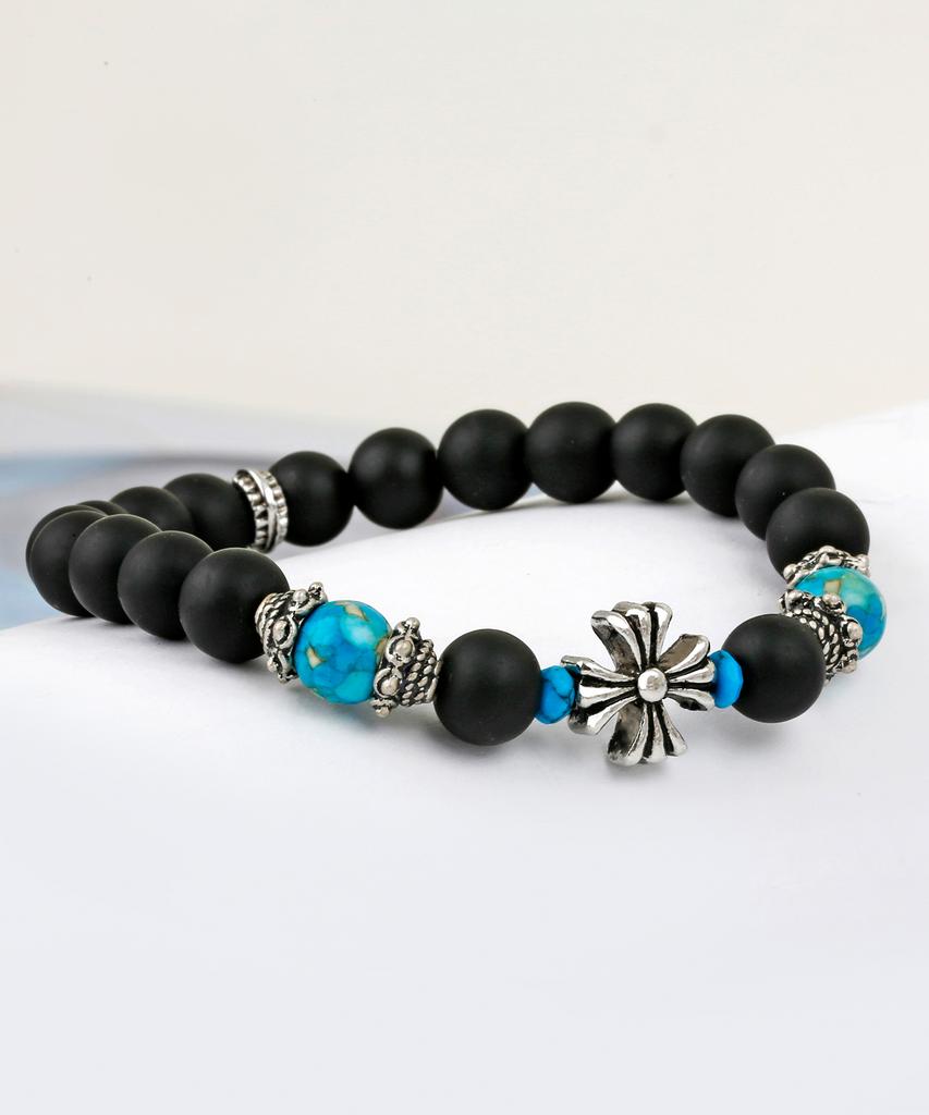 Shoveoff C24Svb-1013 Handmade Natural Stone Turquoise Onyx Matte Bracelet