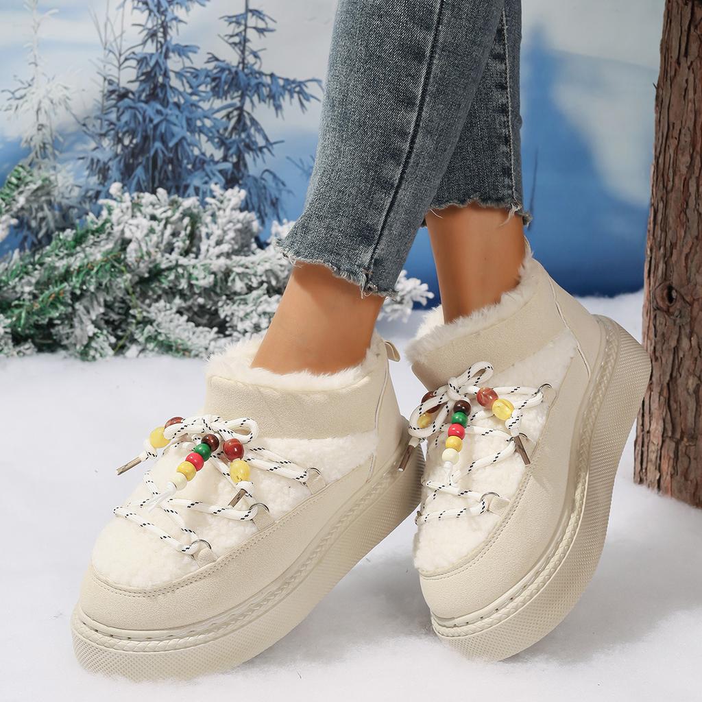 2025 Fall/Winter New Plus Size Lace-up Thick-soled Snow Boots Warm and Thickened Fashion Snow Boots