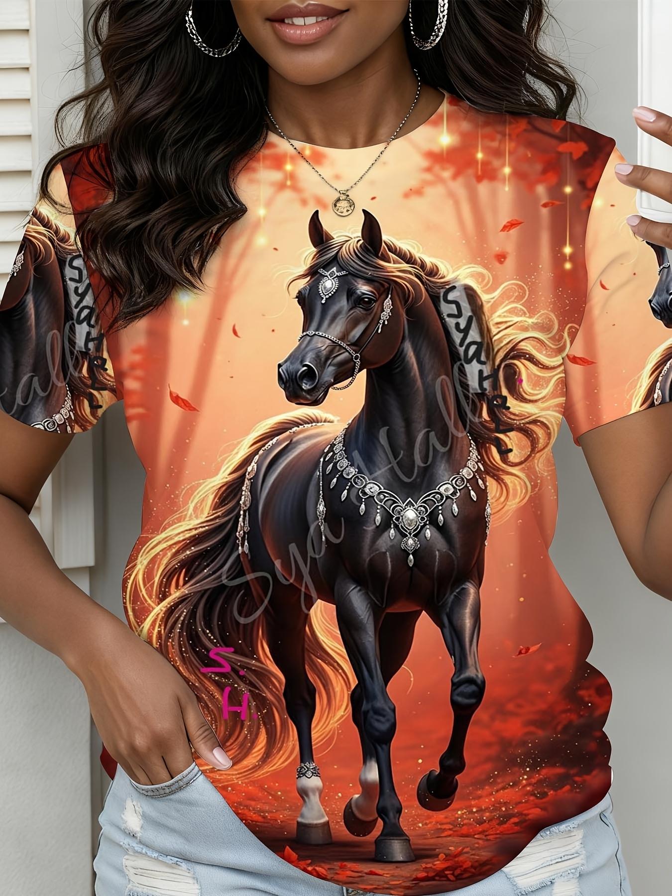 

Plus-Size Women S Clothing. Black Horse Body with Golden Mane. Adorned with Decorative Jewelry. Bright Background Colors. Available in Sizes 0XL to 9X S дубильная кора