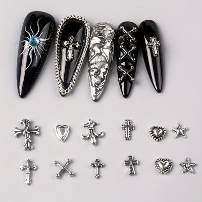 Dunkler Gothic Retro Punk Stil Legierung Nail Art DIY Zubehör, Sehr geeignet für DIY Handgemachte Nail Art Kreation, 10 Stück pro Stil, 120 Stück insgesamt
