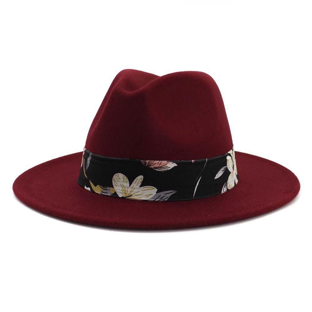 Wide Brim Wool Felt Fedora Panama Hat 