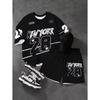 2 Stück Kinderkleidung Jungen Fußball-Outfit Schwarz Gelb Fußballtrikot Shorts Set, Leichte Sportkleidung für das Training