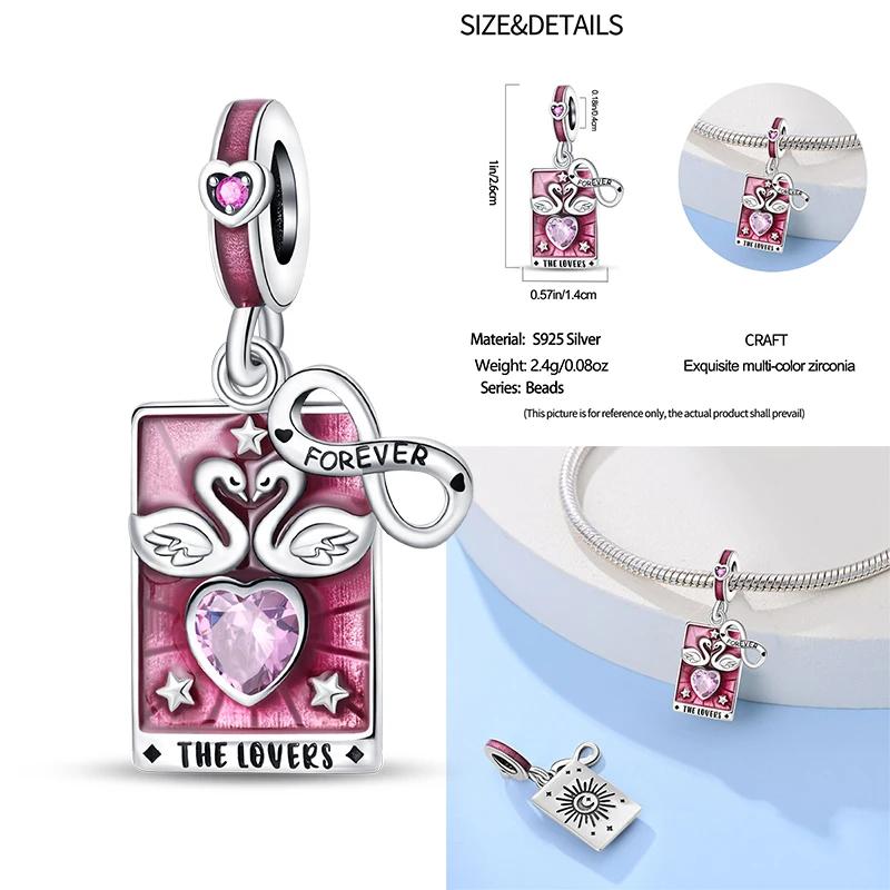 100% Copper Exquisite Tarot Cards Bracelet Pendants Blood Red Fire Snake Rose Charms Beads Diy Jewelry For Women