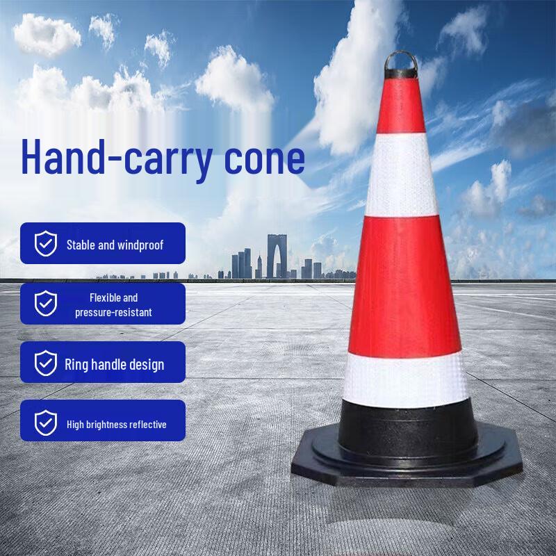 Jingnuo Reflective Rubber Traffic Safety Cone, 60cm 60cm