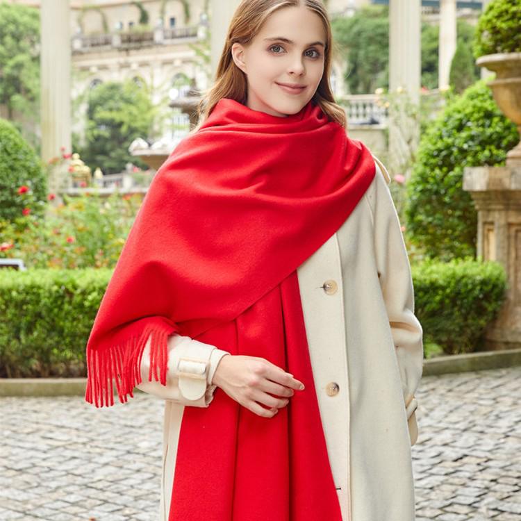 Korean Style Wool & Cashmere Winter Scarf Shawl - Unisex, Solid Colors, Versatile Fashion Accessory