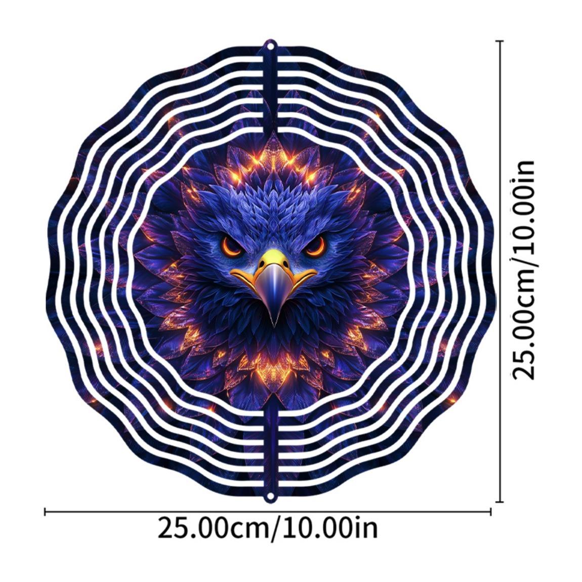 

10-дюймовый 3D синий орел, ветряк с дизайном пламени – вращающийся на 360° крюк, металлический декор для мельницы для дома/улицы – батарейки не требуются 01A