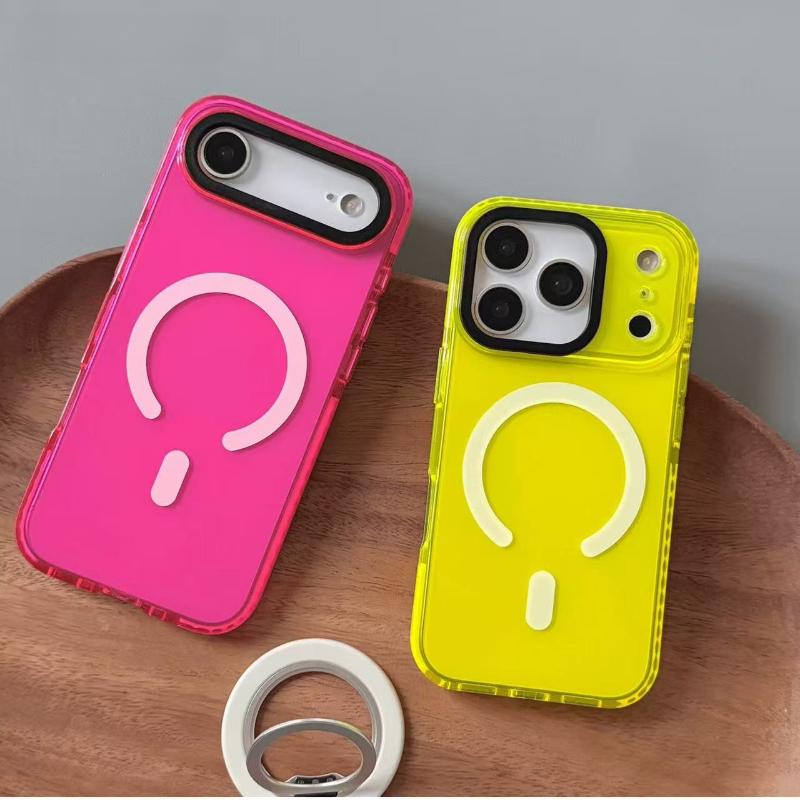 Barevný MagSafe kryt na telefon pro iPhone 17Air 16 15 13 14 12 11 17ProMax 16plus Bezdrátové nabíjení Měkký silikonový nárazníkový kryt