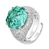 Jewelry Copper Bottom Gold-Plated Imitation Rose Cut Para Green Retro Ring Main Stone 14Mm