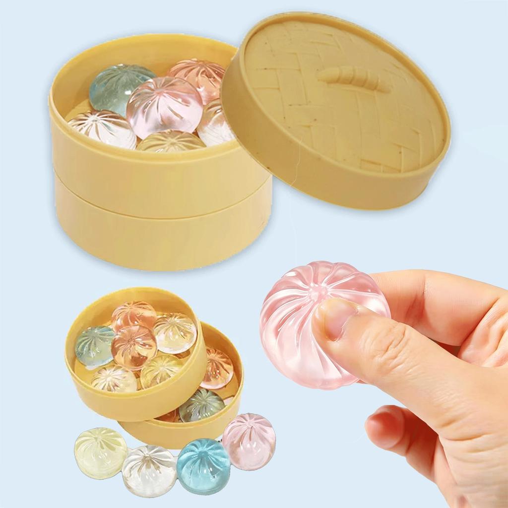 Mini Crystal Dumpling Squishes TPR Steamed Buns Squeeze Ball Sensory Toys Fun Pinching Slow Rebound Stress Relief Gifts
