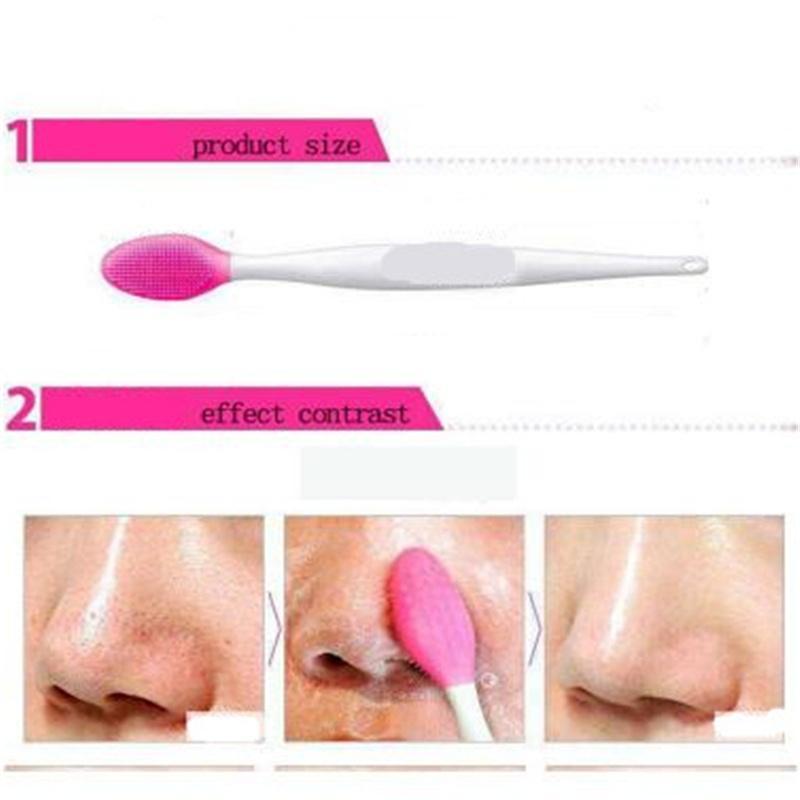 Beauty Skin Care Wash Face Silicone Brush Exfoliating Nose Clean Blackhead Removal Brush Tool with Replacement Head