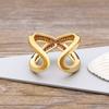 Charm Simple X Shape Cross Copper Zircon Ring Luxury CZ Stone 5 Colors High Quality Wedding Party Finger Adjustable Open Ring