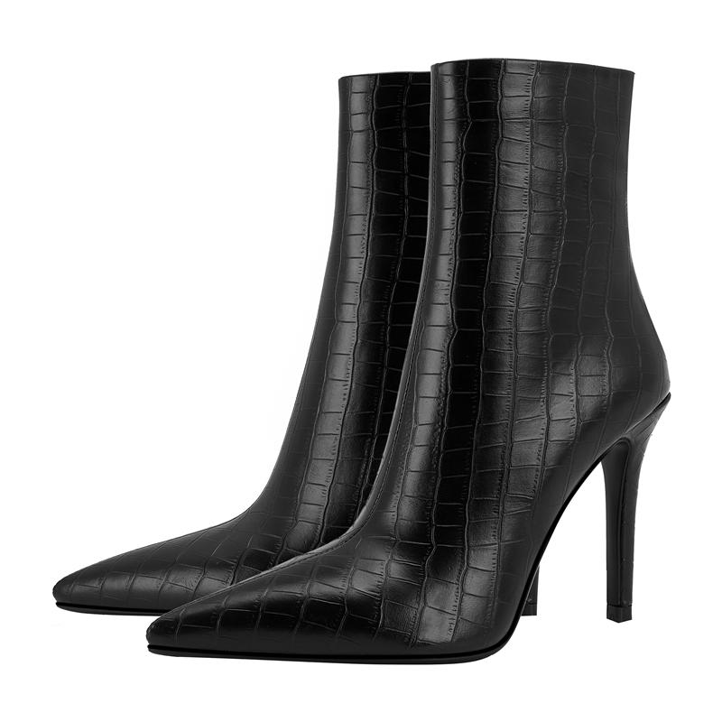 Fashion Kaky's new slim high heeled pointed short boots, oversized women's boots 44 45 46