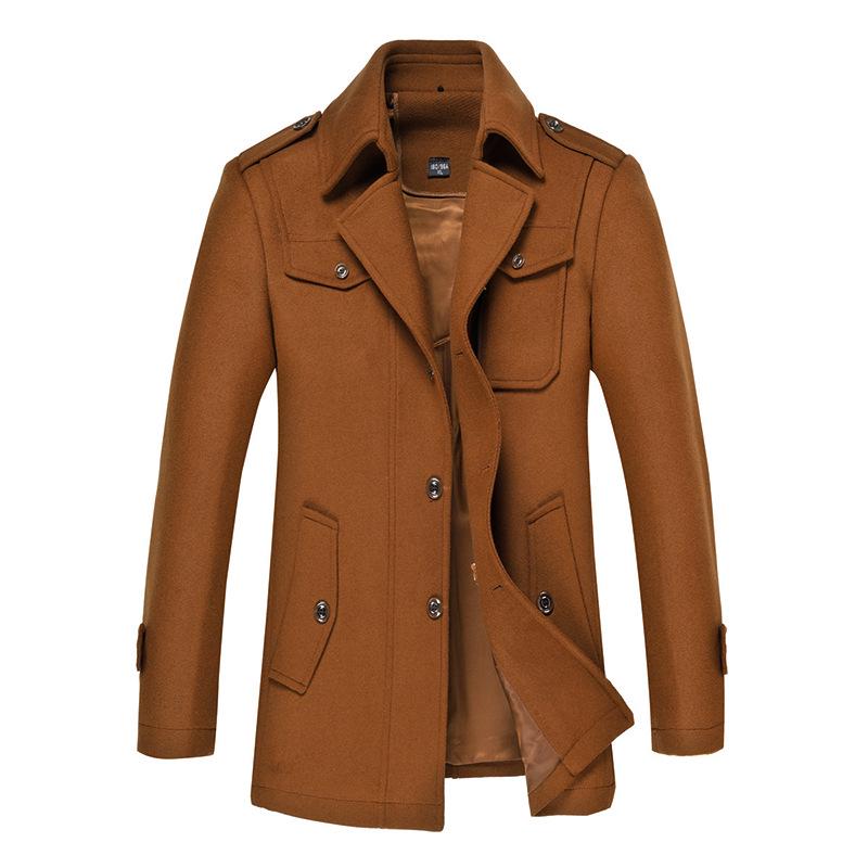 Men's Slim Fit Woolen Trench Coat - Thickened Winter Overcoat and Jacket, Plus Sizes Available