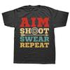 Aim Shoot Swear Repeat Vintage Archery Archer Gift Idea T-Shirt Men Creative Cotton Tees Short Sleeve Arrow Hunting T Shirt