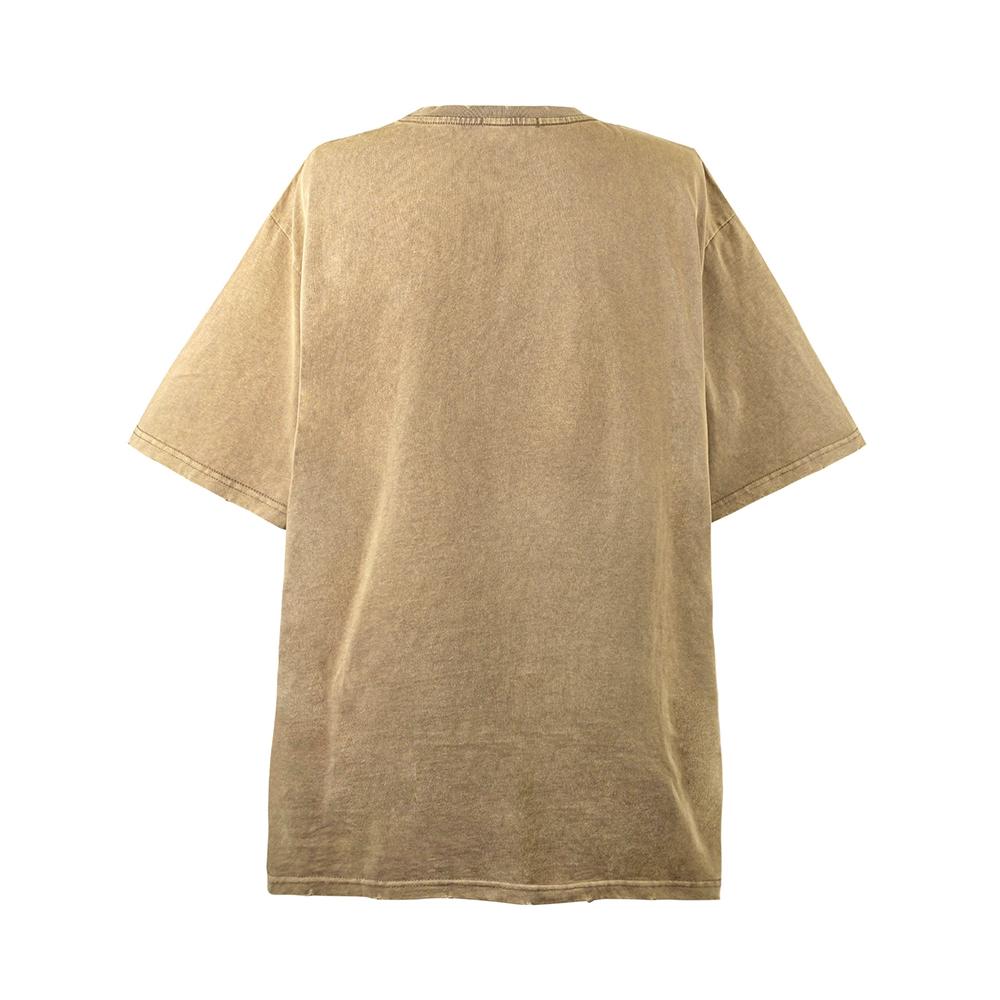 Pánské tričko s krátkým rukávem v tmavém stylu high street s potiskem pavouka pro letní trend, prané a obnošené bavlněné základní tričko