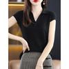 Women's POLO Collar Short Sleeved Knitted T-shirt Loose Top Summer New T-shirt Pullover