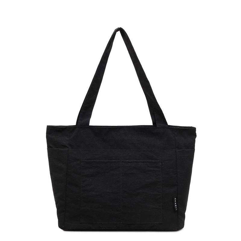 Korean Style Solid Color Canvas Tote Bag - Lightweight, Simple Design, Niche Handbag, Large Capacity Shoulder Bag