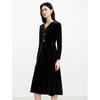 JUZUI Vintage Velvet V-Neck Dress