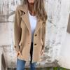 2025 Autumn Winter New Women's Wool Blend Coat Casual Loose Lapel Fake Pocket Cardigan for Europe America