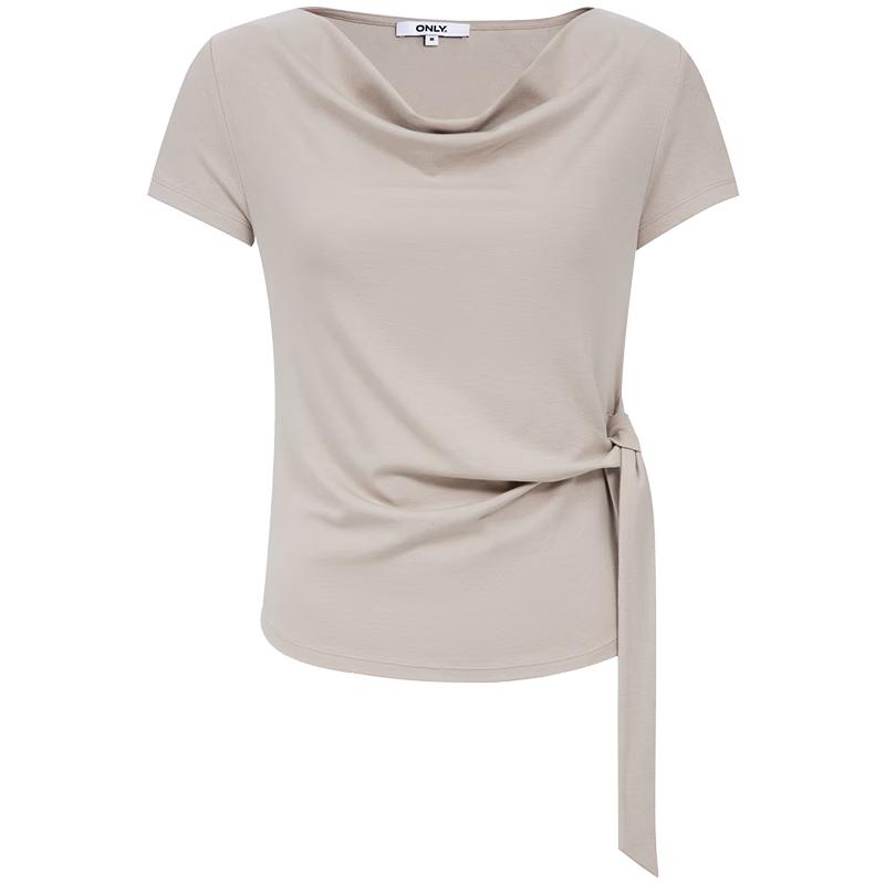 ONLY Women s Elegant Cowl Neck Slim Fit Short Sleeve T-Shirt