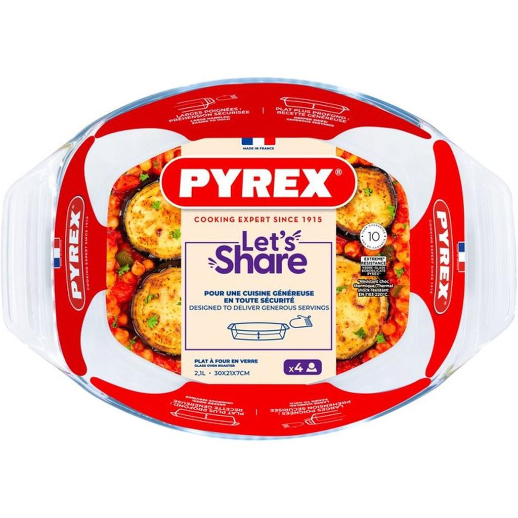 Plat a four ovale - PYREX - Let's Share - 30 x 21 cm - Verre