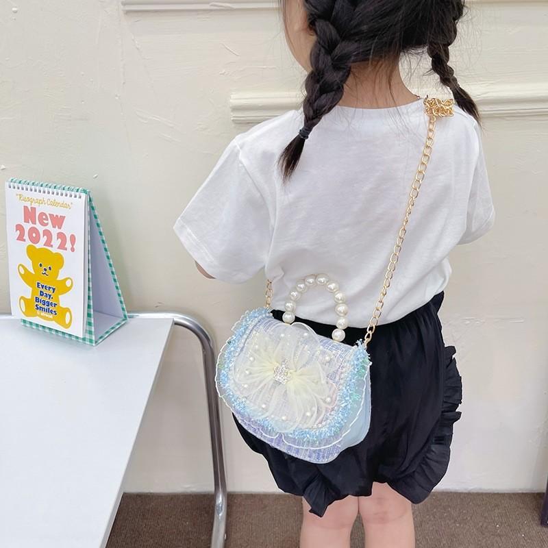 Xiaoxiangfeng Bow Lace Bag Pearl Handheld With Durable Material For Toddlers