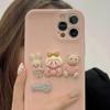 3d Cute Cartoon Bear Rabbit Korea Phone Case For Iphone 13 12 11 Pro Max Mini X Xs Max Xr 7 8 Plus Cases Soft Silicone Cover