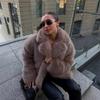 Women Faux Fur Coats Solid Thick Jackets Long Sleeves Notched Collar Covered Buttons Loose Fit Elegant Casual  Autumn Winter