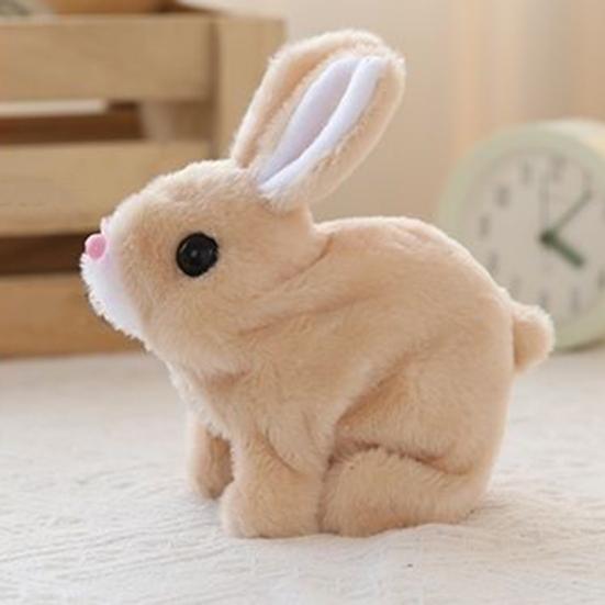 Electric Plush Bunny Toy with Carrot Interactive Walking Rabbit Plushie Handmade Toddlers Educational Jumping Simulation Stuffed Animal Toy