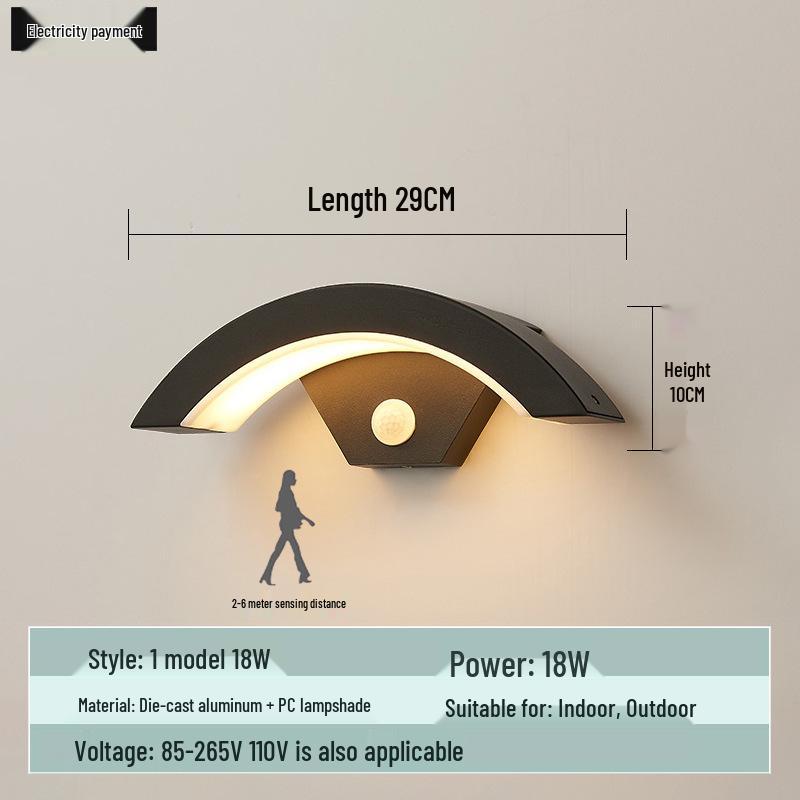 Waterproof Minimalist LED Wall Light with Smart Sensor for Outdoor Use