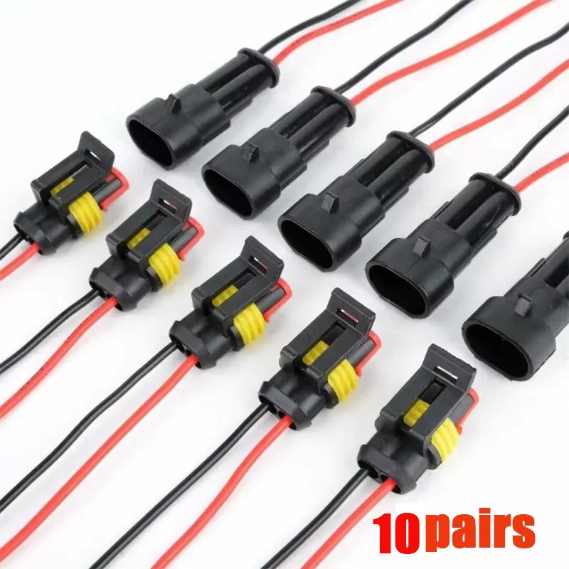 5 Pares Conector de 2 Pinos Conector à Prova d'Água Via Macho e Fêmea Fio 20AWG Adequado para Carro Caminhão Barco Outra Conexão de Fio