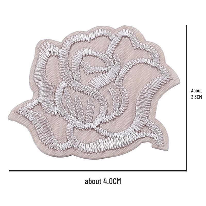 Self-Adhesive Small Embroidered Rose Patch - Fabric Jacket Label & Journal Decoration