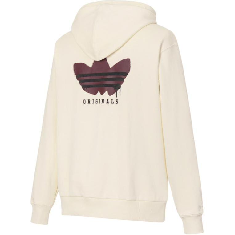 Adidas Originals Trefoil Logo Print Pullover Hoodie Men Hoodies Beige HY7230