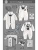 Newborn Baby Boy Gift Box: Off-White & Grey Striped Outfit - High-End Spring Festival Full Moon Collection