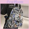 Cool Graffiti Design Cartoon Anime Laptop Backpack For High School Students Large Capacity Waterproof Black