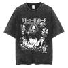 Death Note Anime Grafik Gewaschenes Oversized T-Shirt Herren Damen Streetwear Y2k Kurzarm Reine Baumwolle Retro 90er Jahre Hohe Qualität Damen Herren Kleidung