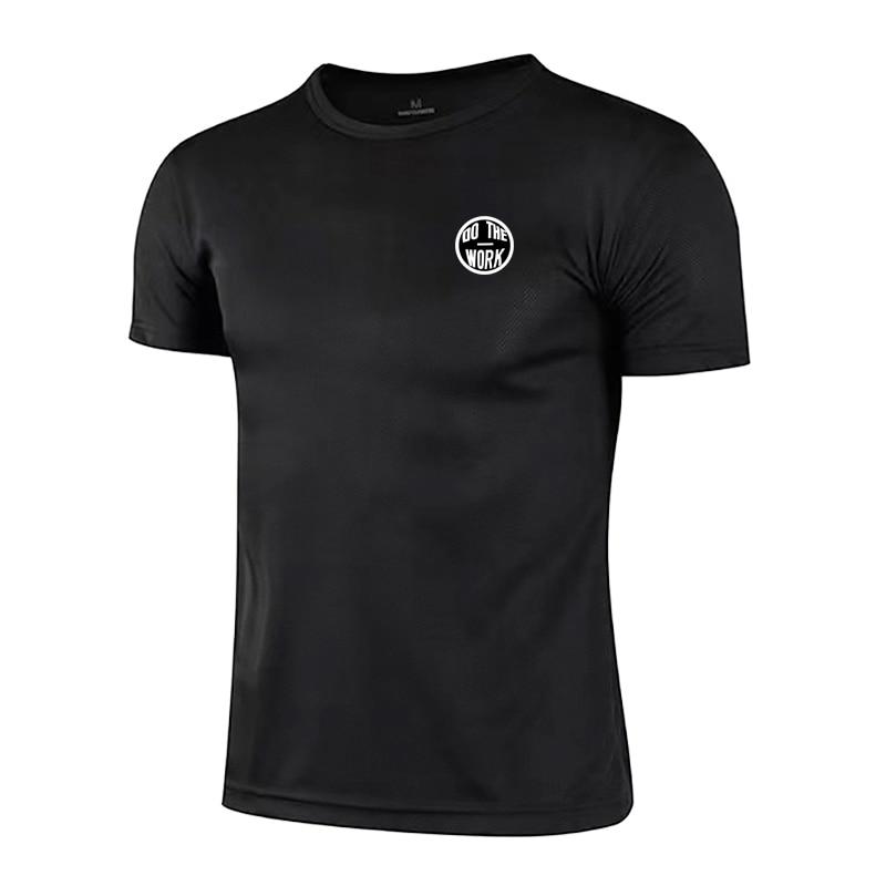 Do The Work, новая горячая распродажа, сетчатая дышащая летняя мужская крутая повседневная футболка с круглым вырезом, приталенная футболка с принтом для бодибилдинга и фитнеса, 7 цветов L чёрный