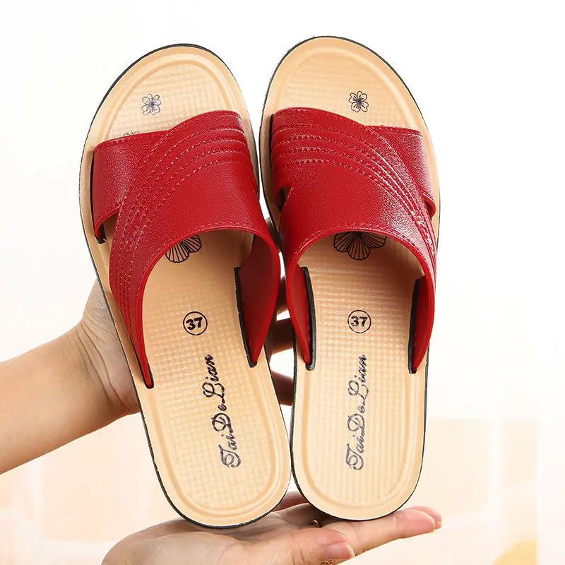 Fashion Open Toe Women's Slippers and Ladies Sandals Medium Heel Casual Shoes Slip-resistant Stylish On Offer Cheap Liquidation Slides