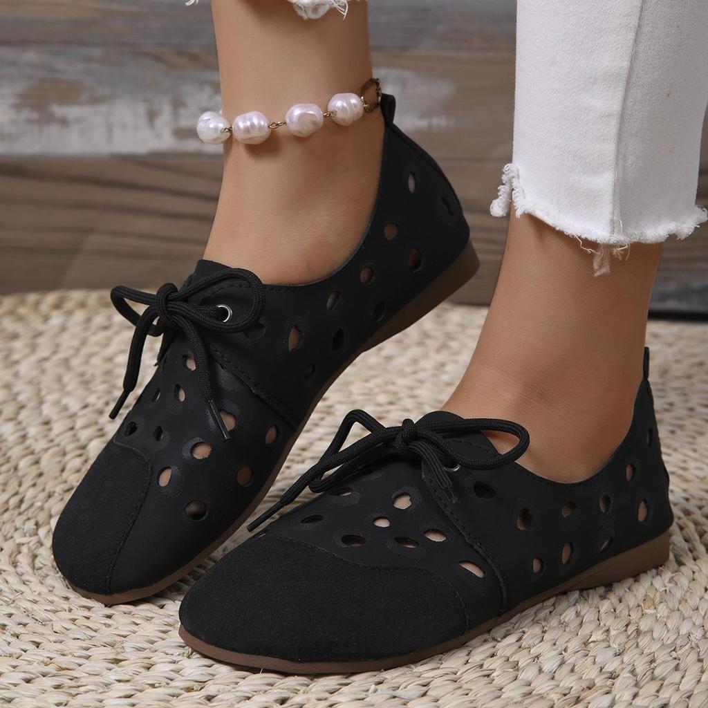 Übergrößen Damen Slipper - 2025 Sommer Flache Schuhe, Europäischer & Amerikanischer Stil, Lochmuster-Design