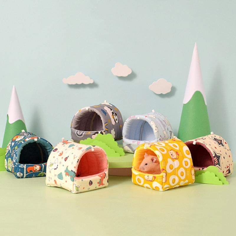 Hamster Print Hammock Sleeping Bed Hanging Bed Mat Cage Accessories Warm AntiScratch Tunnel Bed for Ferrets Squirrels