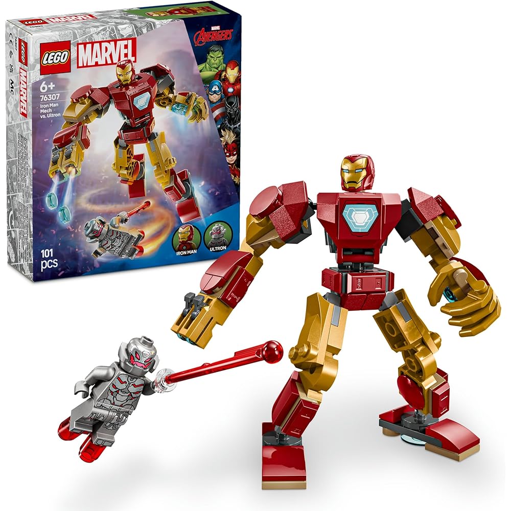 

LEGO Marvel Iron Man Mech vs Ultron Building Toy Set for Kids Ages 6-9 with Educational Blocks and Figures 76307