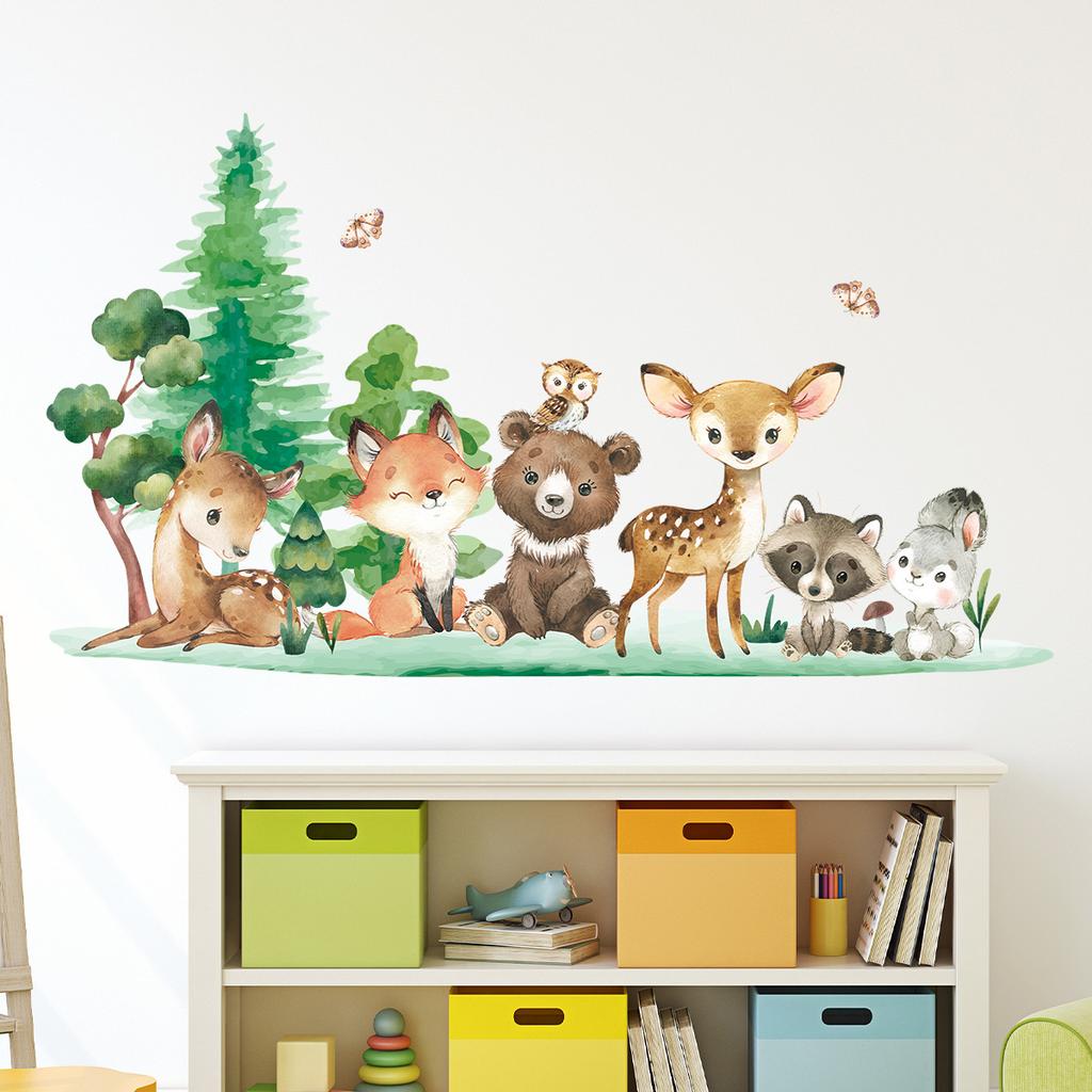1Pc Cartoon Cute Bear Deer Smiling Animal Wall Stickers for Bedroom Living Room Nursery Decoration Wall Decals Kids Room Decor