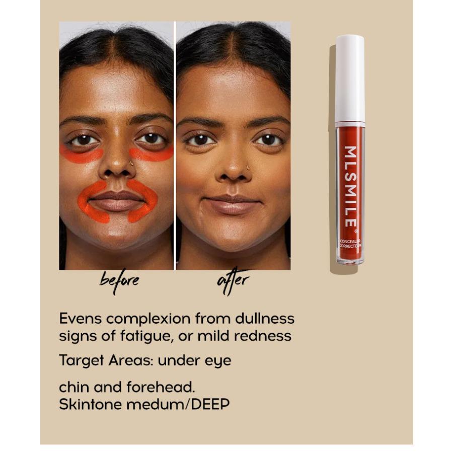 MLSMILE Colored concealer, facial brightening, contouring, darkening, eye circles and tear troughs toner foundation