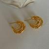 Wrapped multi-layer C-shaped earrings, simple personalized design earrings, fashionable and cold wind earrings, niche and high-end sense