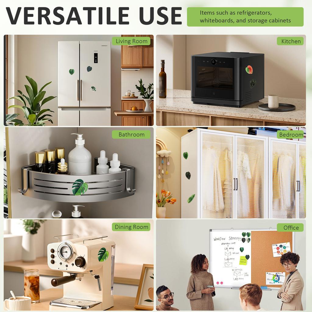 8 Pcs Leaf Shape Refrigerator Magnets Acrylic Plant Fridge Magnets 3D Leaf Decorative Refrigerator Magnet for Whiteboard Locker