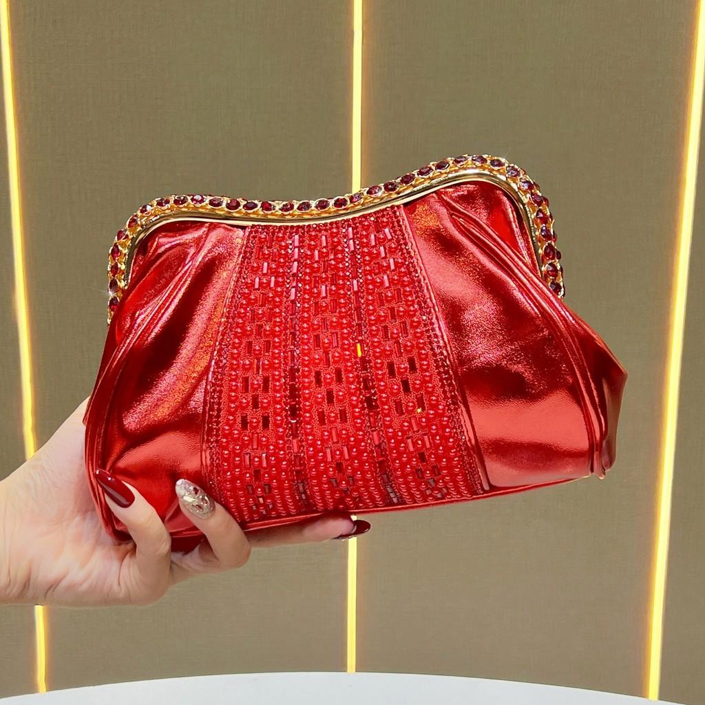 Bridal Sparkling Clutch Bag With Chain For Evening Events And Formal Parties