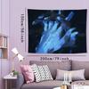Abstract Blue Handmade Tapestry Minimalist Dark Art Wall Hanging Polyester Emotional Decoration Bedroom Wall Decoration