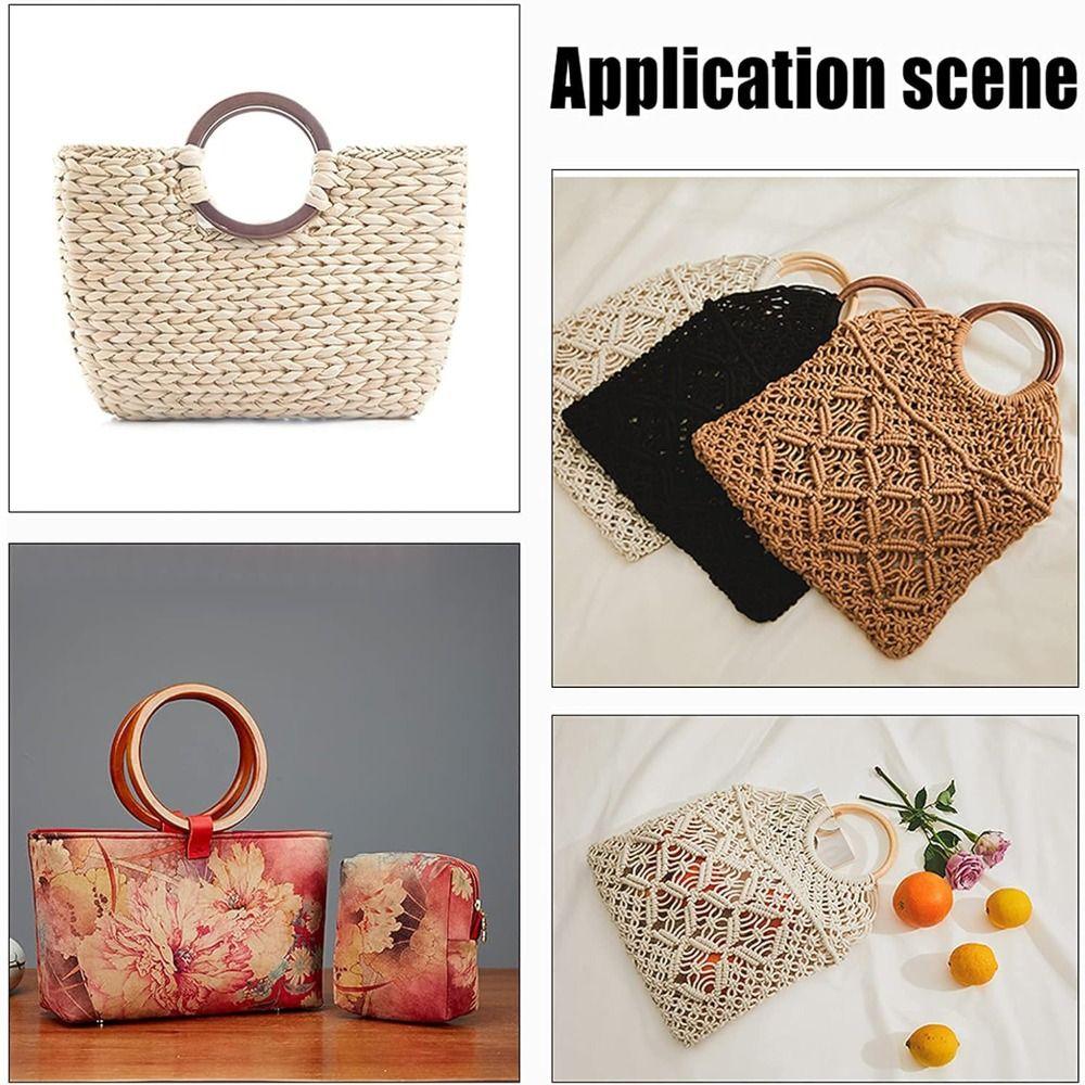 Handcraft Wooden Handbag Handles Round DIY Purse Handles Replacement Purse Strap