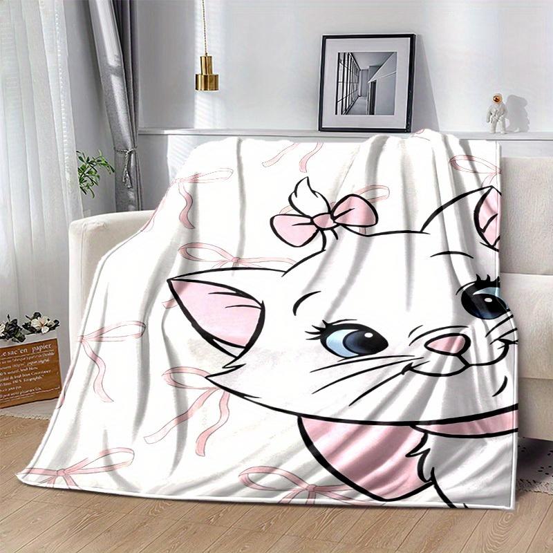 1pc Disney Aristocats Marie Pink Bow Blanket Soft Throw for Home Decor, Couch Cover, Travel